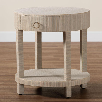 Witkowski Bohemian Woven Natural Grasscloth 1-Drawer Nightstand