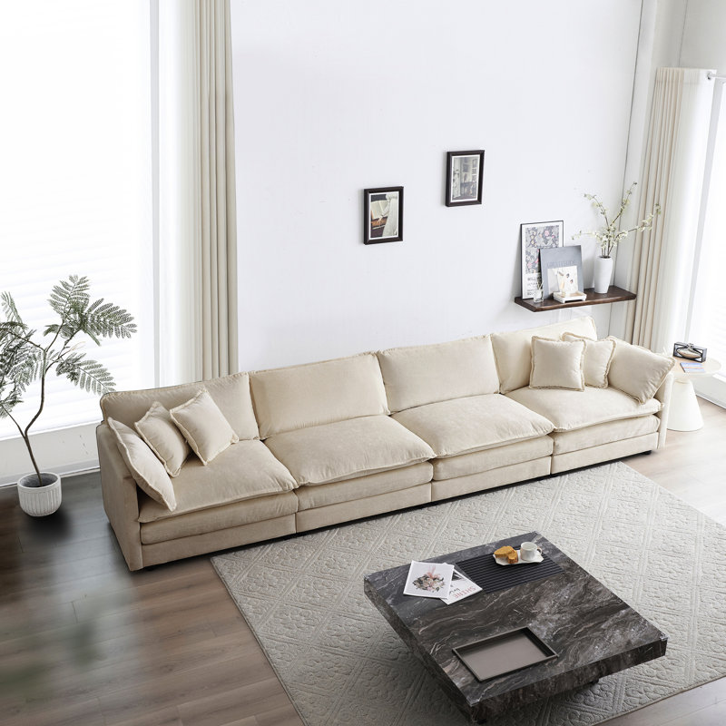 Fauteuil en chenille beige 4 - Élégant et relaxant avec fabrication d'accoudoirs et sièges confortables