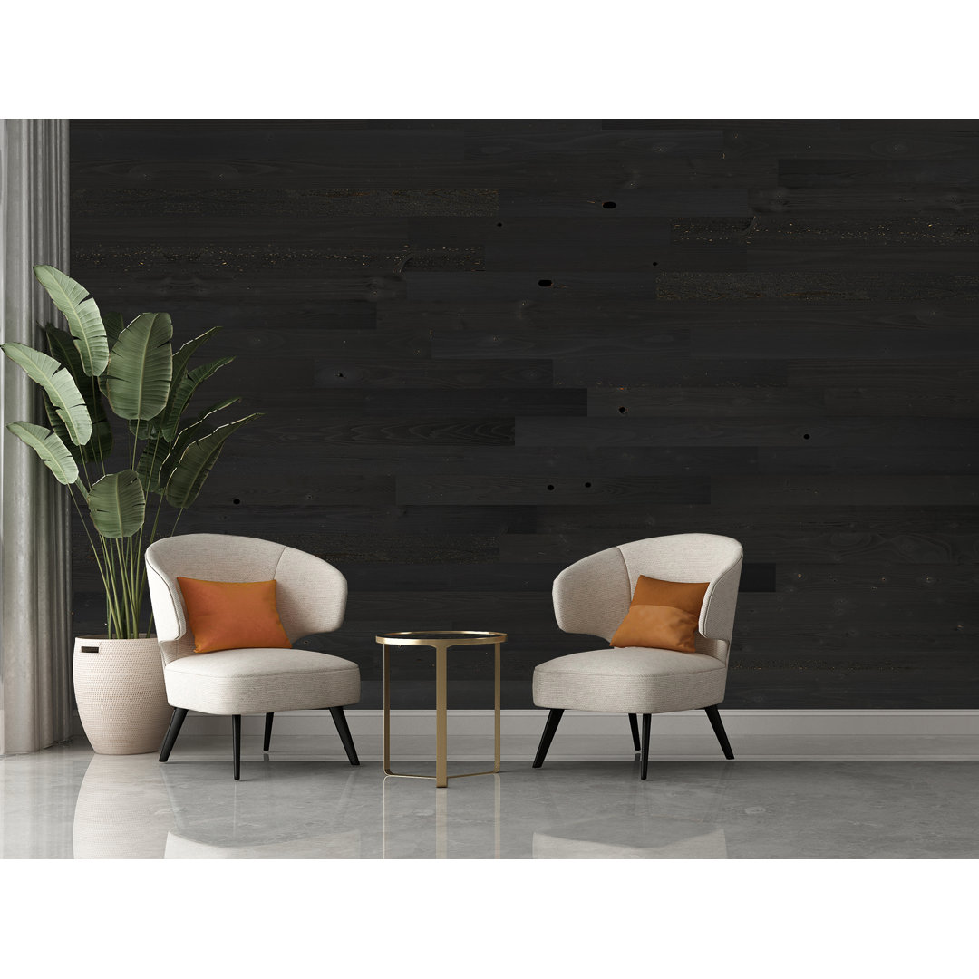Timberchic River Reclaimed Wooden Wall planks - Simple Peel & Stick Wall Covering Application for DIY Accent Wall & Home Improvement - Modern, Premium Wall Paneling, 5" Wide Timber Chic Color: Black