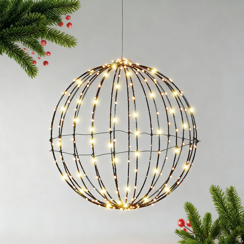 Globe de Noël suspendu 12 pouces 12 lumières, 140 DEL à piles