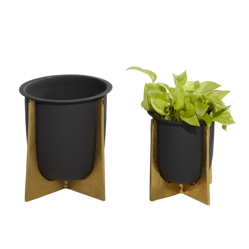 Ensemble de cache-pots en aluminium 2 pièces Bauerle
