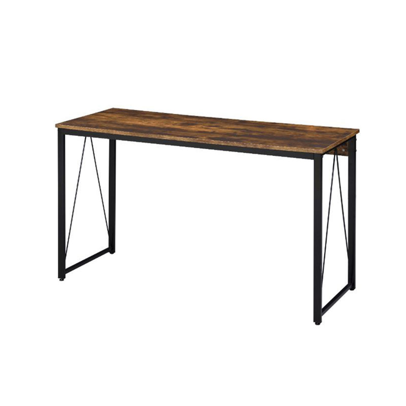 Rectangular Writing Desk with Metal Base, 28" H x 47" W x 19" D, Brown