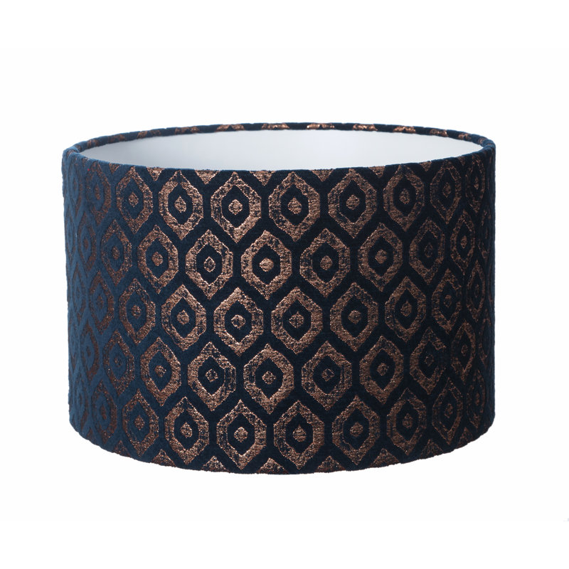 20cm H Velvet Drum Lamp Shade ( Screw On ), Indigo