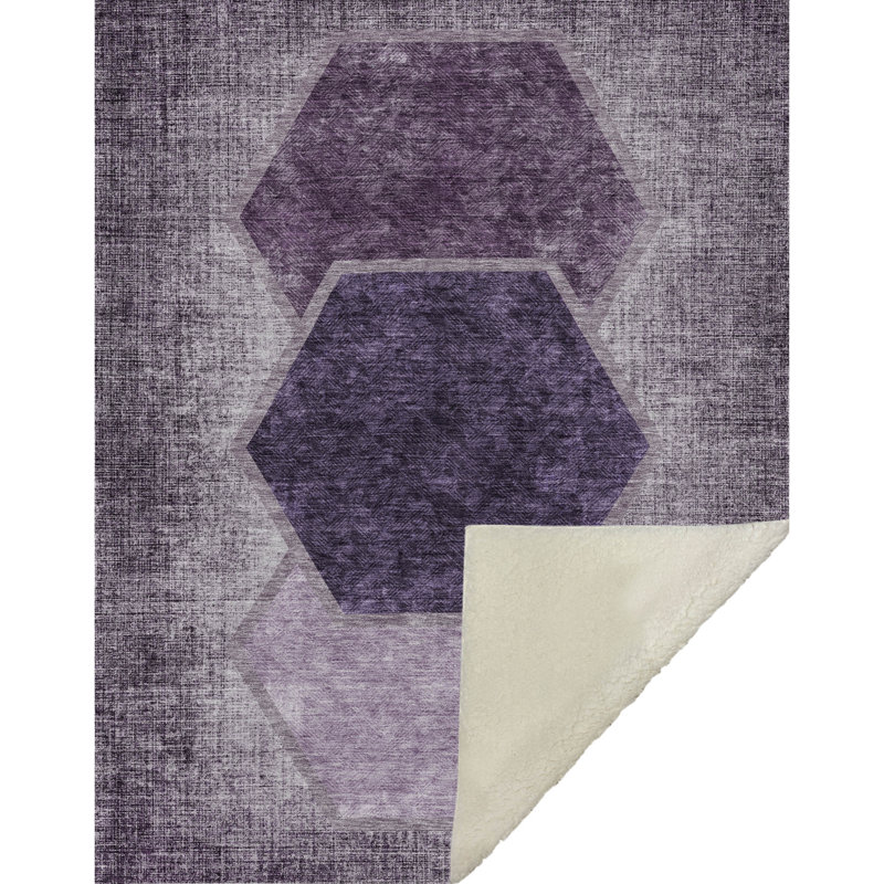 Jeté géométrique Addison Sherpa ASB679, Aubergine