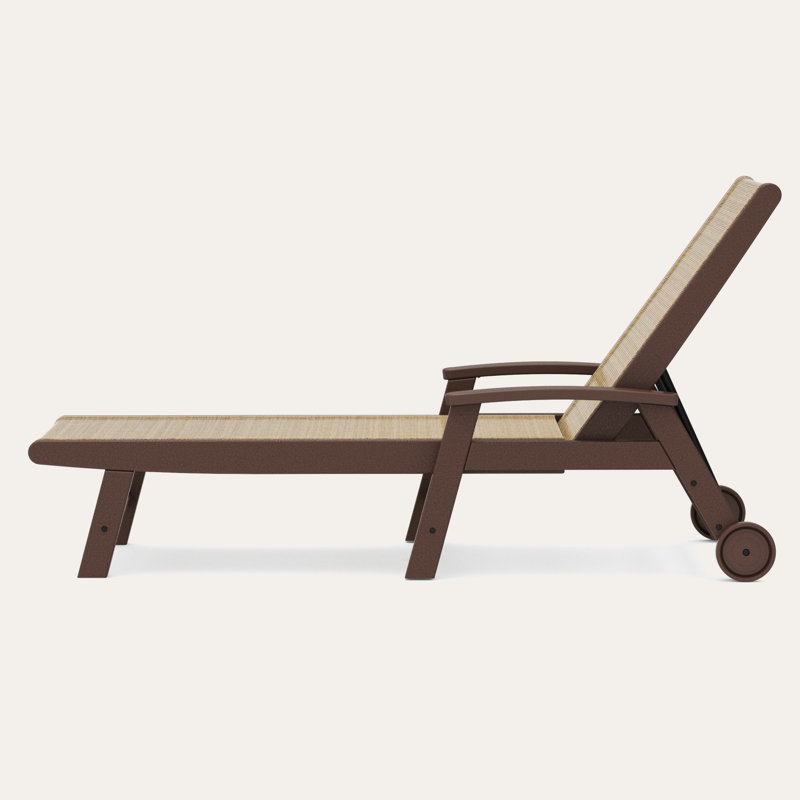 Chaise longue POLYWOOD Coastal, Revolution® toile de jute dune, Acajou