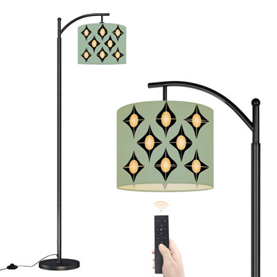Arc Floor Lamp with Adjustable Lampshade Mid Century Vintage Modern Retro Geometric Standing Lamp 3 Color Temperatures Dimmable Tall Pole Lamp with Foot Switch for Bedroom