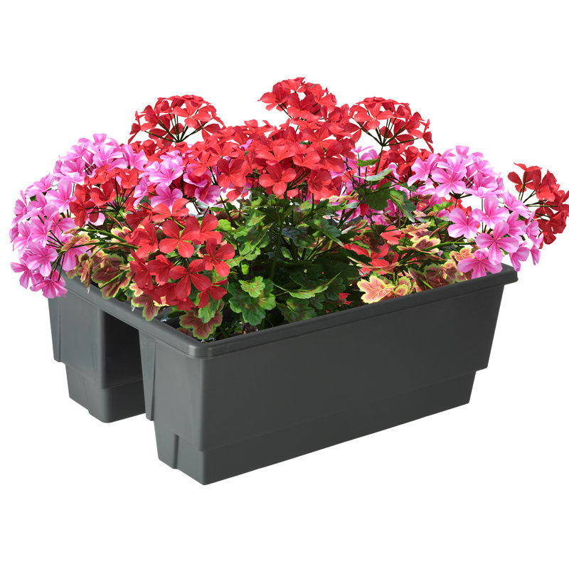 Ensemble de 2 boîtes à fleurs sur rail Railing - boîtes à fleurs de 20,75 pouces avec inserts de drainage amovibles - jardinières extérieures de 6 gallons pour décor de porche, de terrasse ou de balcon, convient aux rails de 3 po à 4 po de Pure Garden (gris)