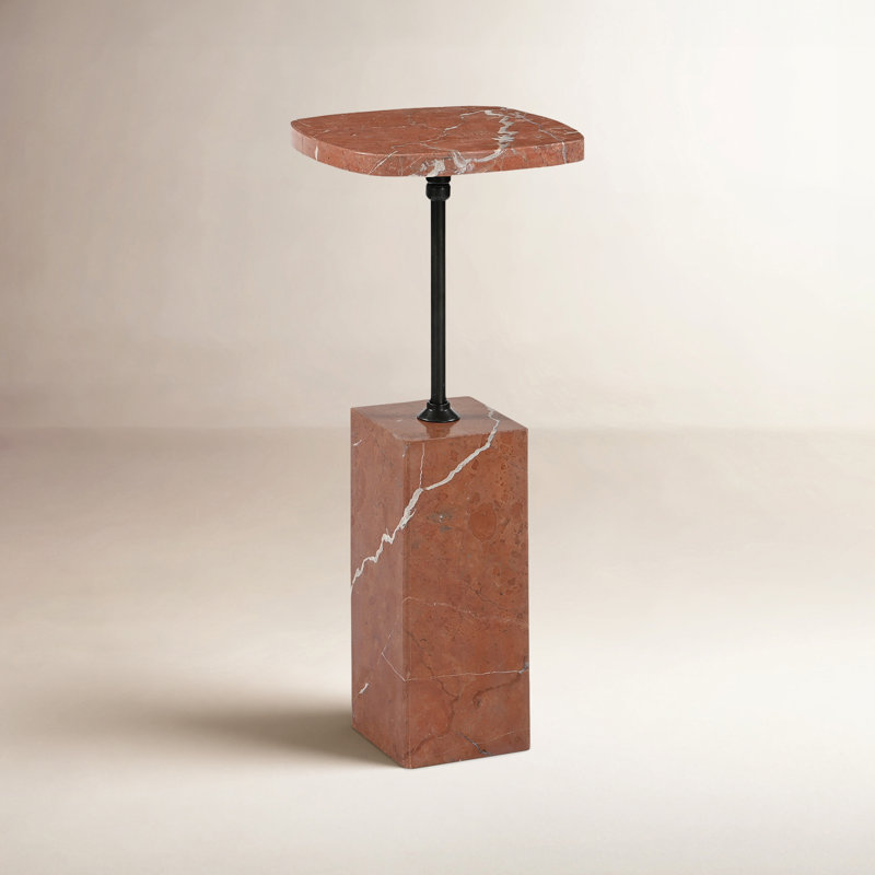 Caro Stone End Table, Red
