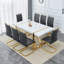 Ensemble de salle à manger 7 pièces moderne en faux marbre avec base géométrique en métal et chaises en porte-à-faux-1086805829-1118720500