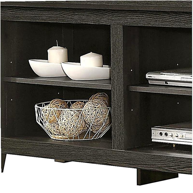 Meuble télé Bernardo 70 po avec tablettes ouvertes et gestion des câbles Bernardo, Gris foncé