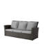 Canapé de patio 67,7 po en osier 3 places avec coussins gris épais et structure noire-131105365