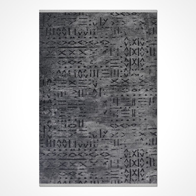 Modern/Abstract Gray Machine Washable Non-Slip Area Rug, Runner 3'3" x 8'3"