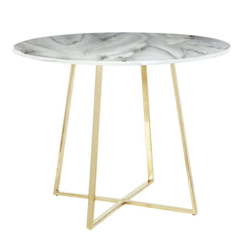 Beres Round Metal Base Dining Table, Gold