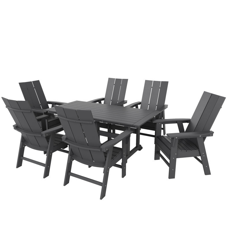Joubert 6 - Person Patio Dining Set with Rectangular Table, Gray