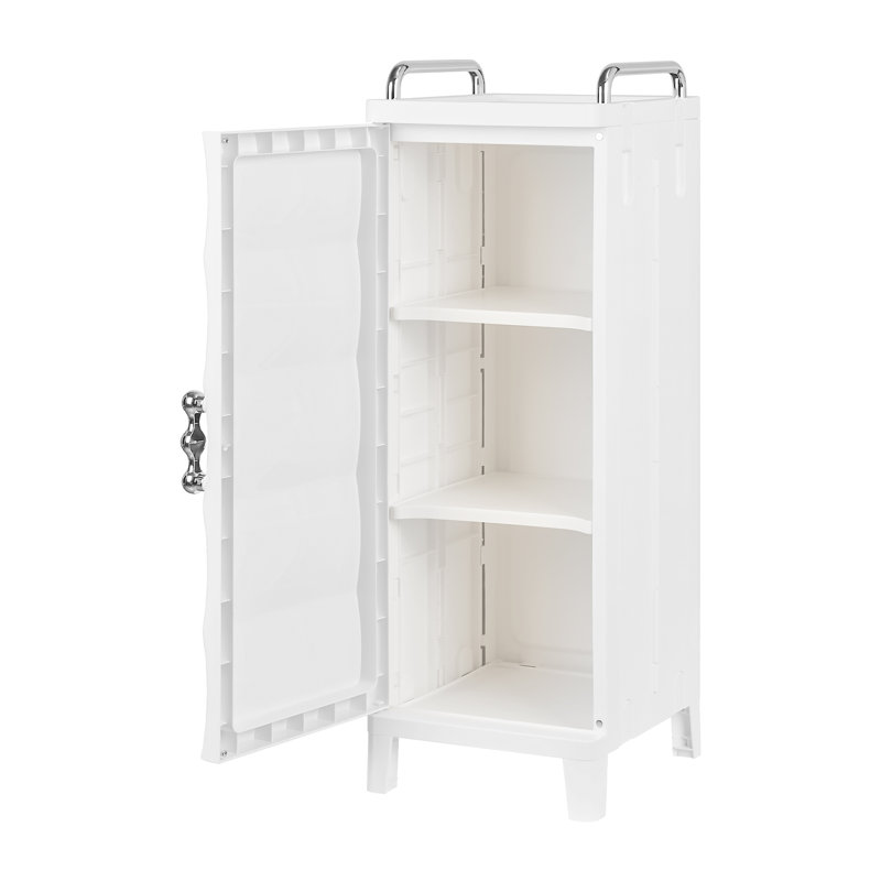 Armoire de rangement pliable à 3 niveaux en plastique avec portes transparentes et tablettes amovibles