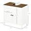Console de lavabo de salle de bain blanc antique, sur pied, sous le lavabo, tablette réglable, coffre à double porte, capacité de la tablette
