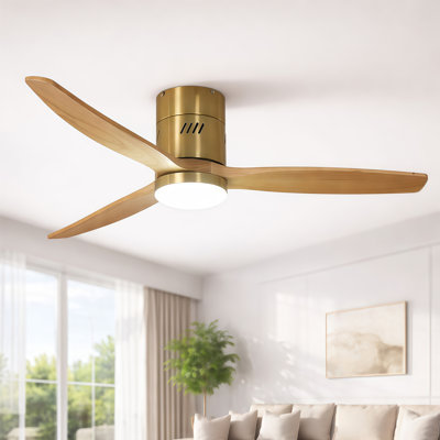 AuraVista 52" Modern 3-Blade Ceiling Fan with Light Kit & Remote Control – Flush Mount for Sleek, Space-Saving Design