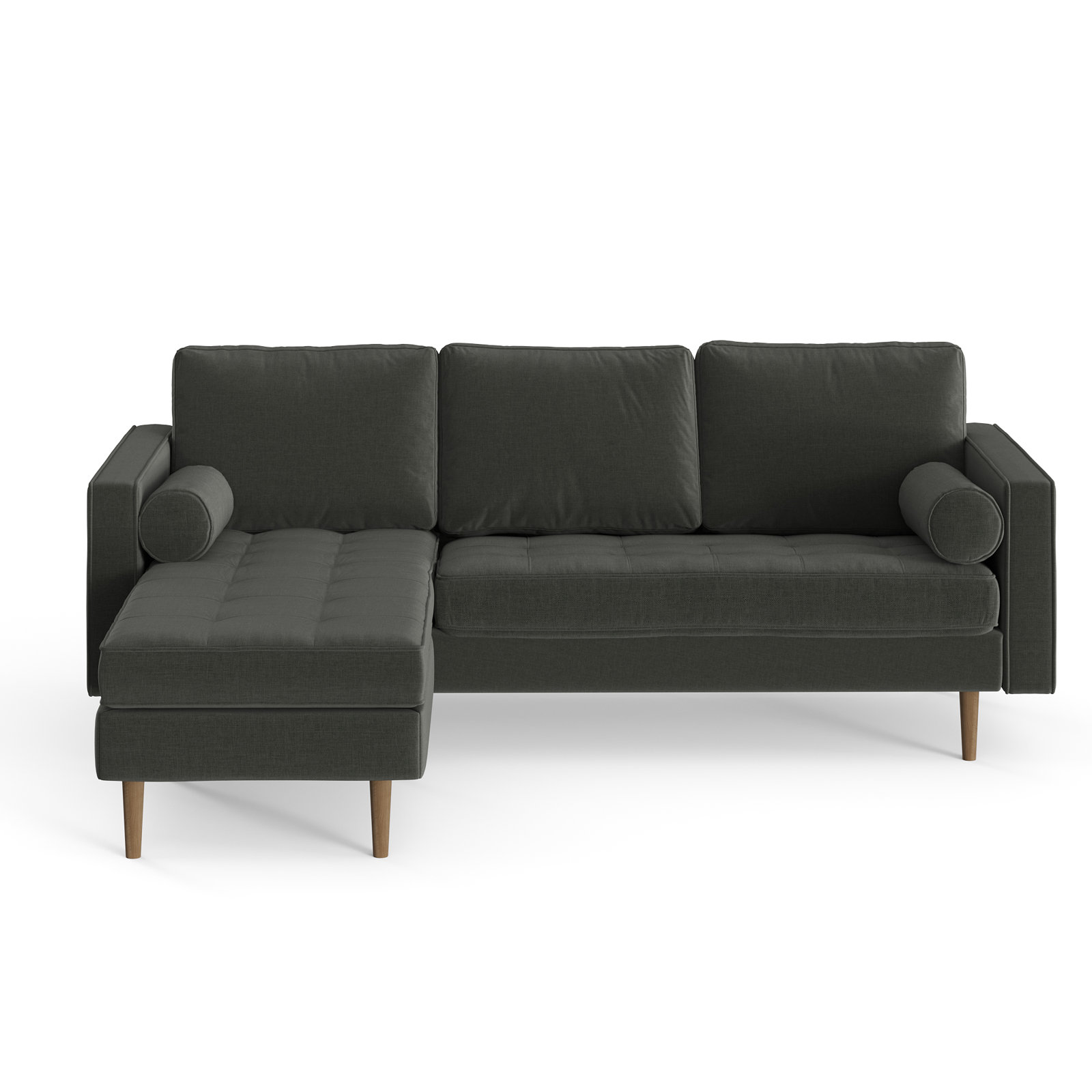 Geo Velvet Reversible Sofa and Chaise, Charcoal Fabric
