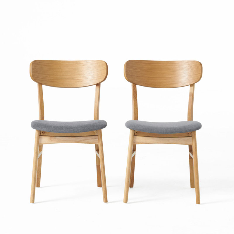 Chaise d'appoint en bois massif Barros, Gris foncé, Chêne naturel