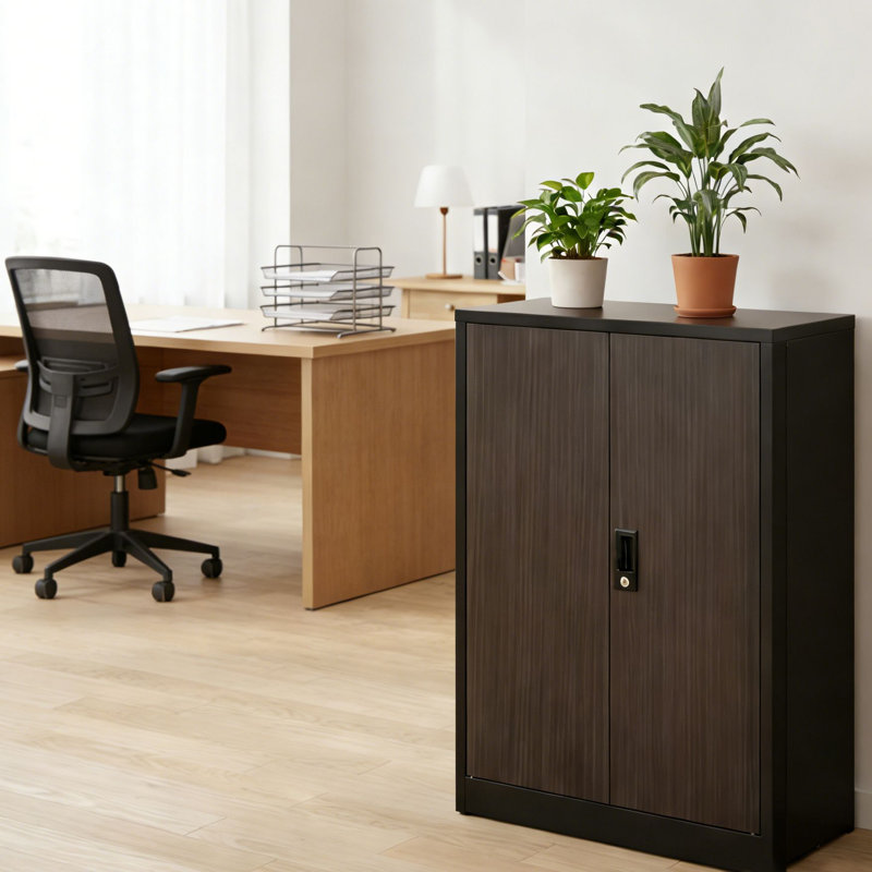 Armoire de rangement en métal de style moderne avec portes verrouillables et tablette réglable, armoire de rangement pliante pour bureau à domicile, école, garage