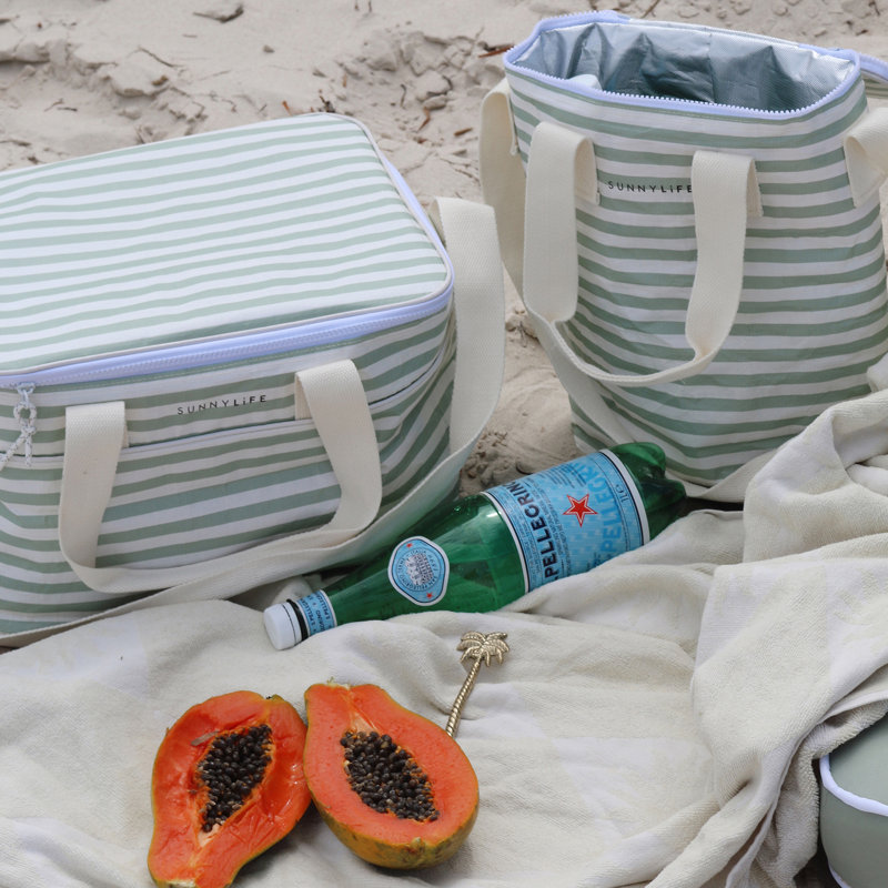 Glacière légère: sac à boissons - rayure sauge de mer