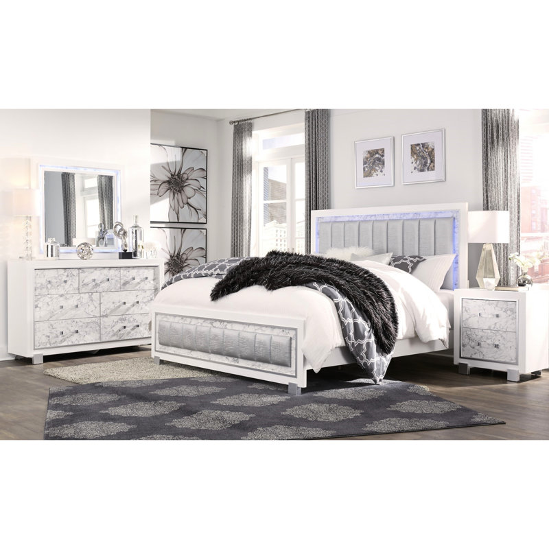 Spacious Nightstand In Marble White With Attractive Ample Space For Drawers And Marble-like