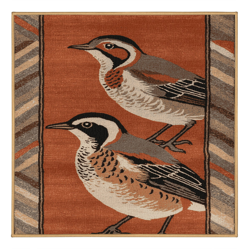 Washable Rufous bellied Thrush Birds Area Rug, Rectangle 3' x 5'