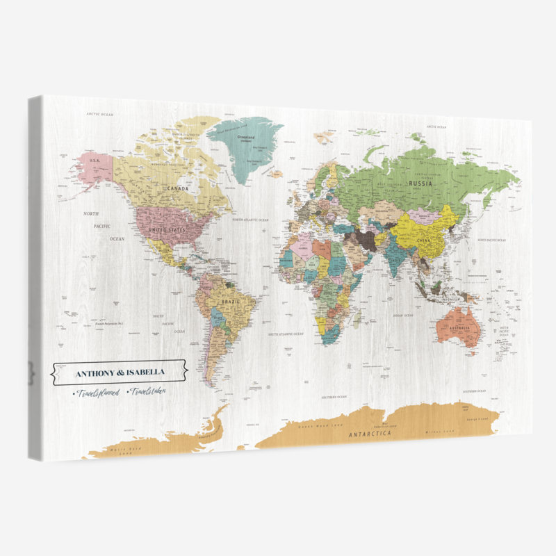 Carte du monde personnalisée avec punaise, H 32 po x l 48 po, Oui