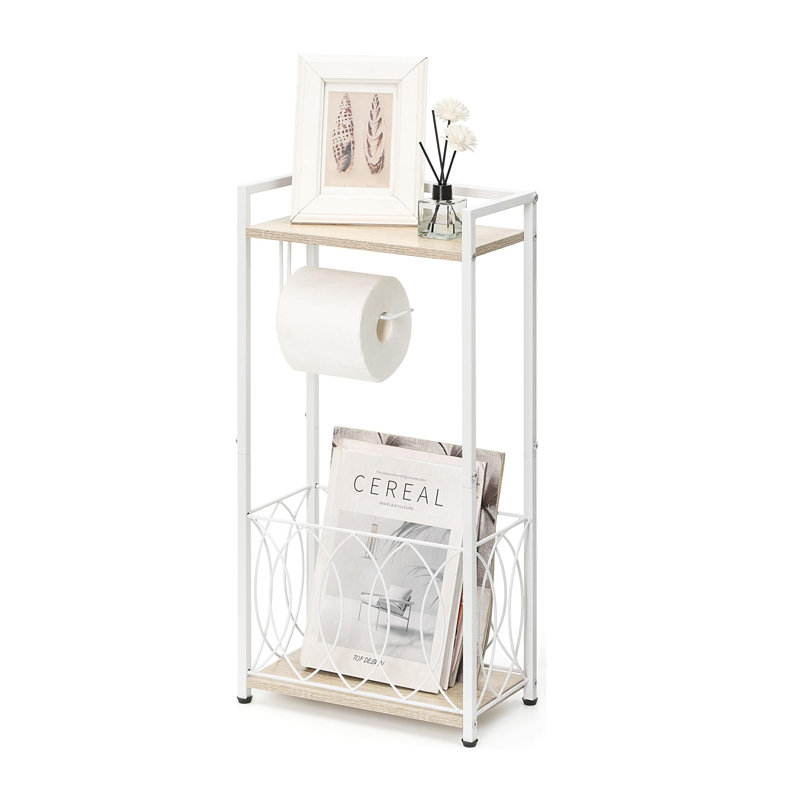 Porte-papier hygiénique multifonctionnel avec tablette, Blanc