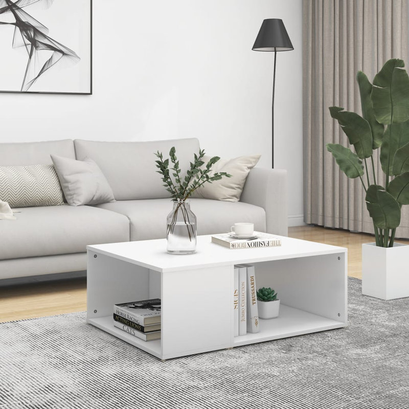 Ampelius Manufactured Wood Frame Single Coffee Table with Storage, White