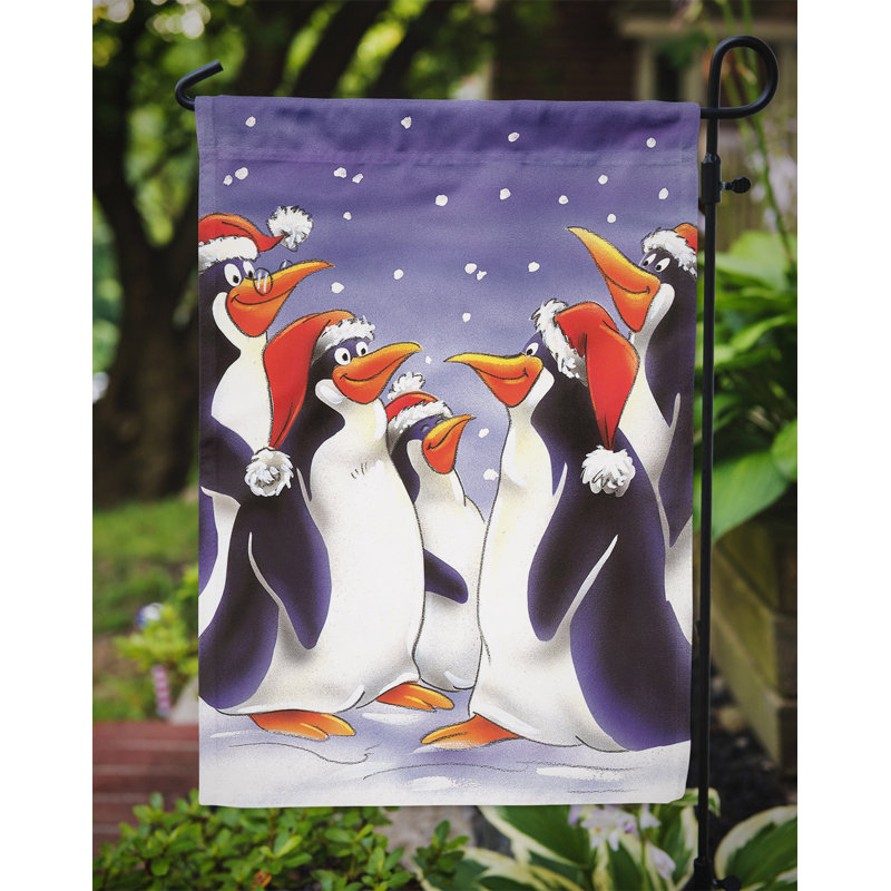 Drapeau de jardin Zadig Holiday Penguins, H 15 po x l 11 po