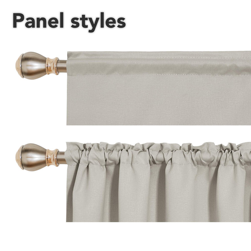 Solid Textured Embossed Rod Pocket Valance Blackout Curtains (Set of 2), 42" W x 18" L, Light Beige