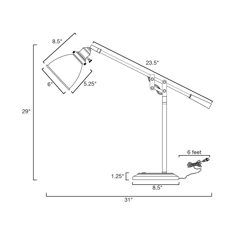 Lampe de bureau en bronze huilé 29 po avec USB Marshallton