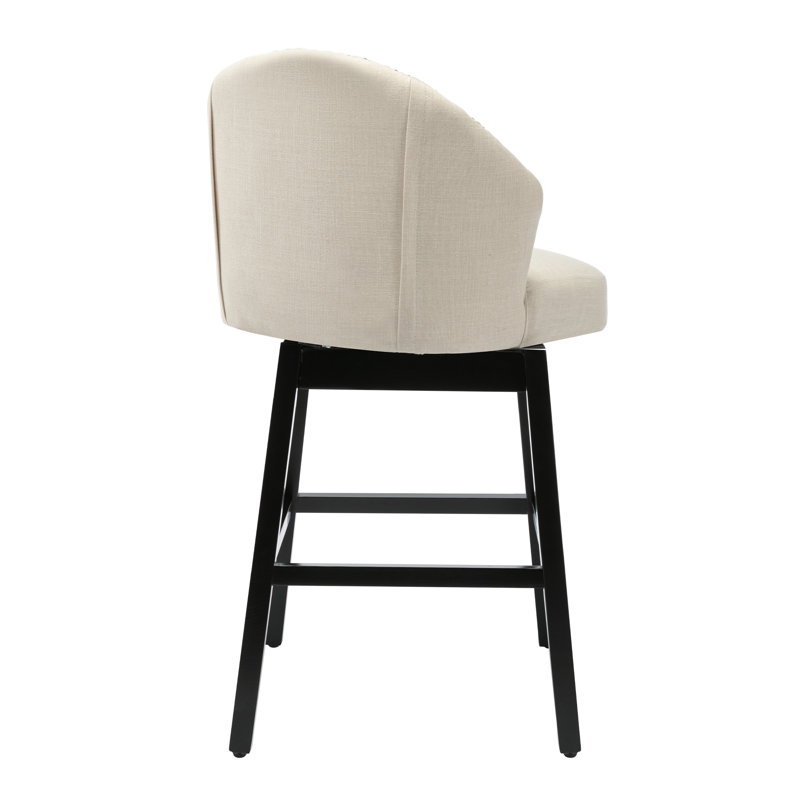 Aadhvika Upholstered BarStools with Solid Wood Frame, Bar Stool (28" Seat Height), Beige