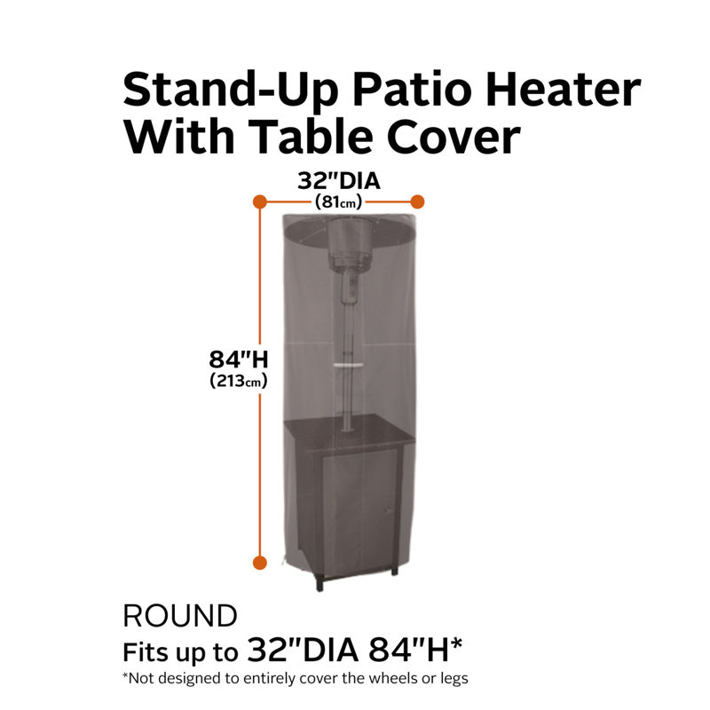 Gray Water-Resistant Round Patio Heater Cover with Table