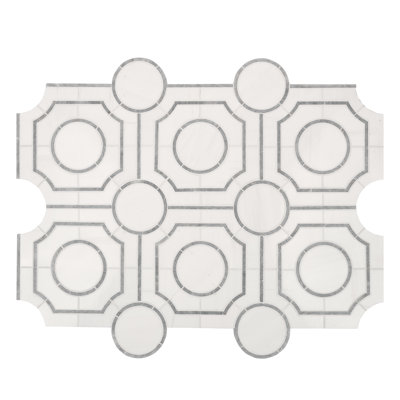 Calabria Frost Galleria 10 in. x 10 in. Polished Marble Mosaic Floor and Wall Tile