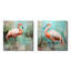 Flamant rose et vert Elegance I - flamant rose, ensemble de 2 carrés-1447434881