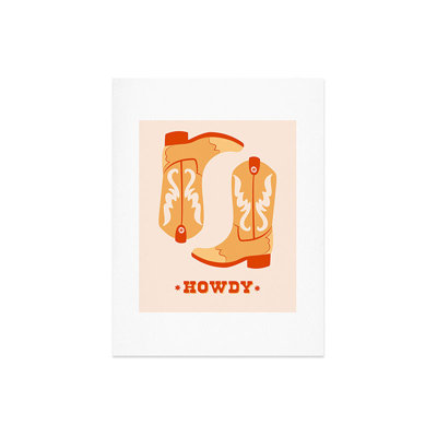 thespacehouse Howdy Cowboy Boots Orange Art Print - Unframed