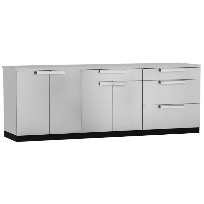 Outdoor Kitchen 96" W x 24" D Stainless Steel 4-Piece Modular Cabinet Set