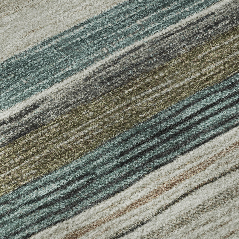 Premium Machine Washable Hedden AMF1703 Stripes Rug, Runner 2'3" x 7'6"