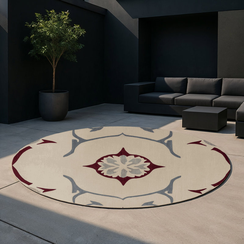 Fragmented Flow Indoor And Outdoor Area Rug, Round 5'