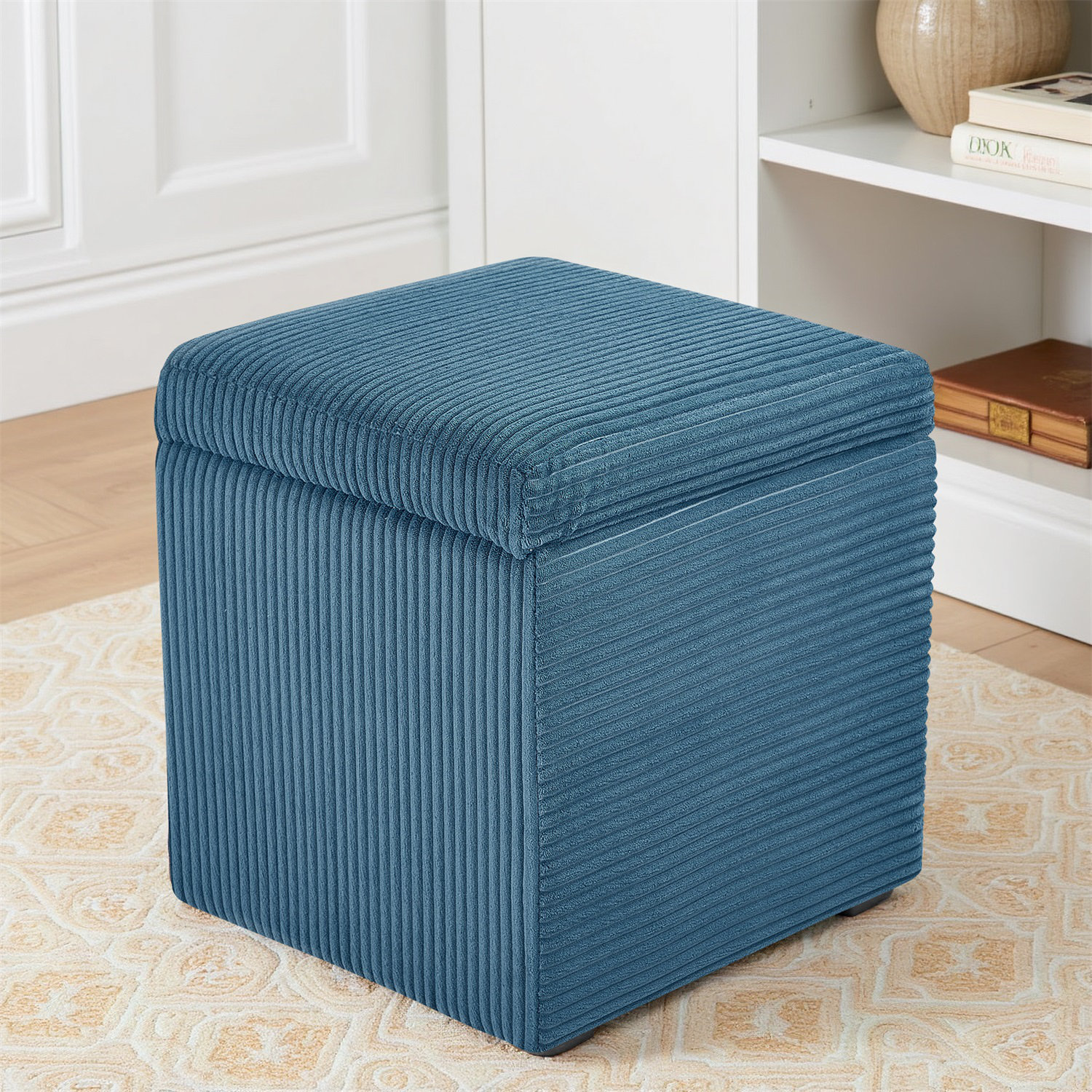 Mercer41 Corduroy Cube Ottoman Foot Rest With Hidden Storage – Small ...
