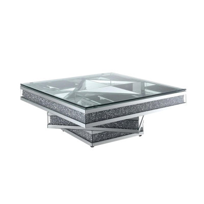 Table basse moderne avec miroir en verre et miroir