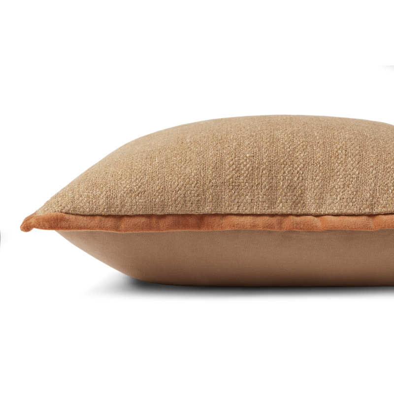 Amber Lewis x Loloi Aveline Pillow, Natural/Rust, 18" x 18", Down