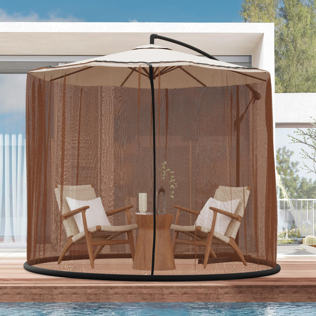 Othman 7.5-11 ft Patio Umbrella Mosquito Net Screen Mesh with Zipper Arlmont & Co.