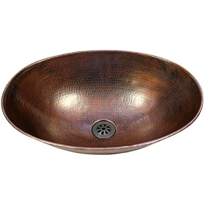Lavabo de salle de bain vasque ovale en cuivre 17 "avec bonde Daisy