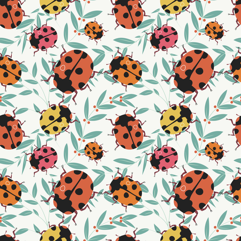 Ablie Ladybug Pattern - Wrapped Canvas Print, 51cm H x 51cm W x 3.8cm D