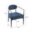 Confortable fauteuil d'appoint de style Mid-Century avec assise et structure à ressorts ensachés, fauteuil bleu marine