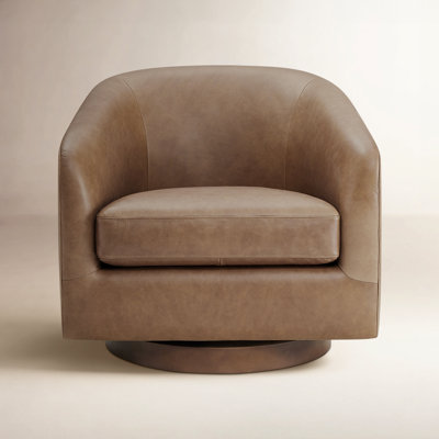 Bennett Genuine Leather Swivel Barrel Chair