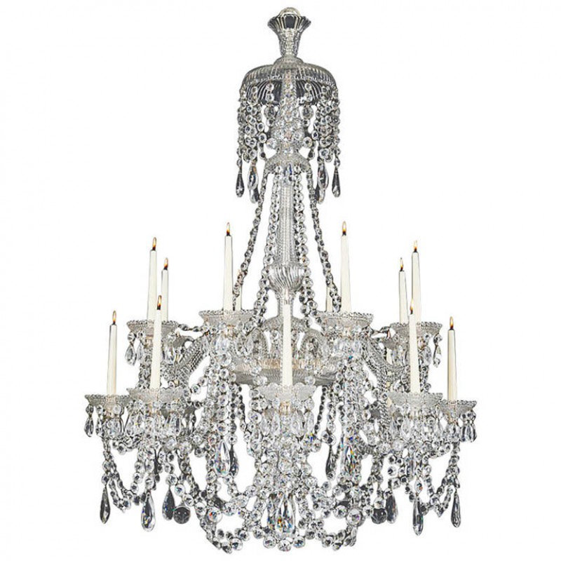 Lustre suspendu en verre taillé victorien clair, Couleurs mélangées, H 55 po x l 41 po x P 41 po, Chrome chrome
